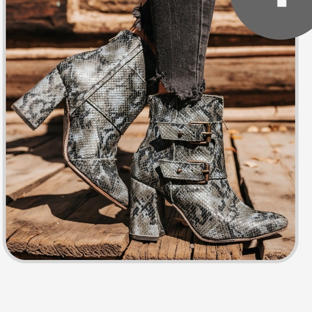 Snakeskin Patterned Ankle Boots